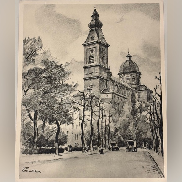 Herman Verbaere Fine Art Print Vintage Original Antique BELGIAN / BELGIUM SKETCH - Picture 7 of 8